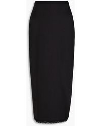 T By Alexander Wang - Lace-trimmed Satin-jersey Midi Pencil Skirt - Lyst
