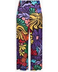 Borgo De Nor - Halia Floral-print Crepe De Chine Wide-leg Pants - Lyst