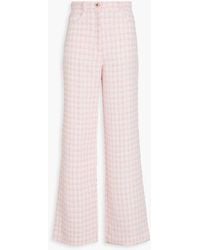 Sandro - Checked Metallic Tweed Wide-leg Pants - Lyst
