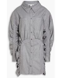 Stella McCartney - Wren Ruched Wool-flannel Mini Shirt Dress - Lyst