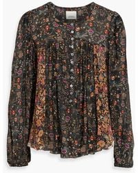 Isabel Marant - Ametissae Pintucked Printed Silk-Crepon Blouse - Lyst