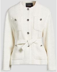 Maje - Belted Metallic Bouclé-Tweed Jacket - Lyst