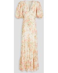 byTiMo - Crochet-trimmed Floral-print Crepe Maxi Dress - Lyst