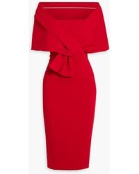 Badgley Mischka - Cape-Effect Crepe Midi Dress - Lyst