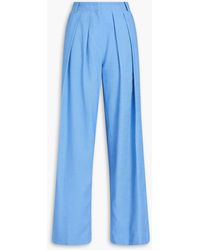 Maje - Pleated Crepe Wide-Leg Pants - Lyst