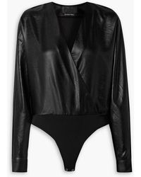 RTA - Satin-paneled Jersey Bodysuit - Lyst