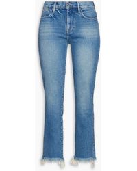 FRAME - Le high hoch sitzende cropped jeans mit geradem bein und fransen - Lyst
