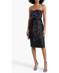 Badgley Mischka Satin-trimmed Sequined Tulle Midi Dress in Metallic | Lyst