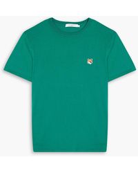 Maison Kitsuné - Appliquéd Cotton-jersey T-shirt - Lyst