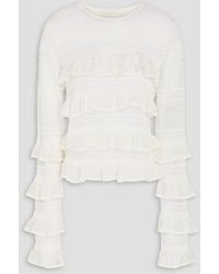 Zimmermann - Ruffled Pointelle-Knit Top - Lyst
