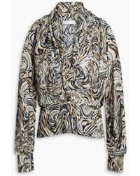 IRO - Bedrucktes oberteil aus crêpe de chine aus seide mit wickeleffekt - Lyst