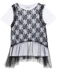 RED Valentino - Layered Lace, Cotton-jersey And Point D'esprit Top - Lyst