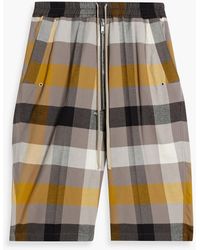 Rick Owens - Bela Zip-detailed Checked Cotton-flannel Drawstring Shorts - Lyst
