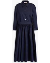 Tory Burch - Hemdkleid aus baumwoll-twill mit raffung in midilänge - Lyst