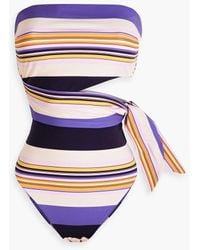 Zimmermann - Cutout Striped Bandeau Swimsuit - Lyst