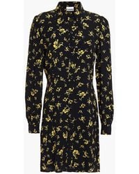 Ganni - Floral-print Crepe De Chine Mini Shirt Dress - Lyst