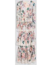 Zimmermann - Tiered Floral-Print Cotton Maxi Dress - Lyst