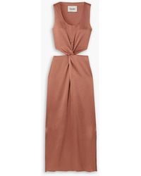 Nanushka - Lucca Twist-front Cutout Satin Midi Dress - Lyst