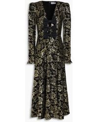 Rebecca Vallance - Bow-detailed Metallic Lace Midi Dress - Lyst