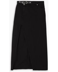 JW Anderson - Embellished Leather-trimmed Denim Midi Skirt - Lyst