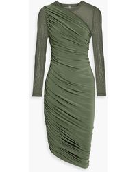 Norma Kamali - Diana Mesh-paneled Ruched Stretch-jersey Dress - Lyst
