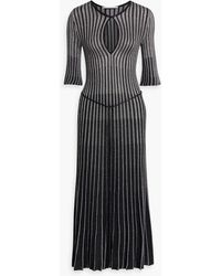 Stella McCartney - Cutout Metallic Striped Stretch-knit Midi Dress - Lyst
