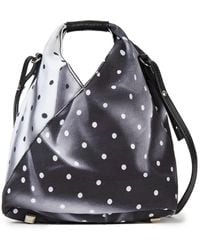 MM6 by Maison Martin Margiela Leather-trimmed Polka-dot Canvas Bucket Bag - Black