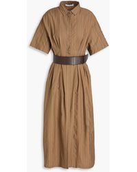 Fabiana Filippi - Belted Striped Cotton And Silk-blend Midi Shirt Dress - Lyst