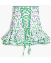 Charo Ruiz - Lucrecia Lace-Up Broderie Anglaise Cotton-Blend Mini Skirt - Lyst