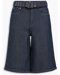 Ganni - Belted Denim Shorts - Lyst