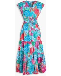 10 Crosby Derek Lam - Fatima Tiered Floral-print Stretch-cotton Poplin Midi Dress - Lyst