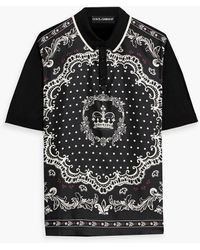 Dolce & Gabbana - Printed Silk-twill Polo Shirt - Lyst
