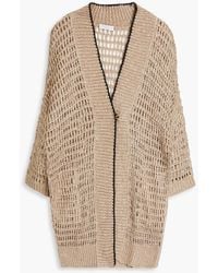 Brunello Cucinelli - Sequin-embellished Open-knit Linen And Silk-blend Cardigan - Lyst