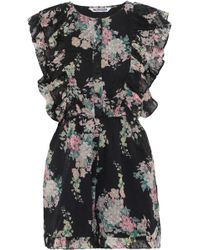 W118 by Walter Baker Paradis Ruffle-trimmed Floral-print Fil Coupé Georgette Playsuit Black