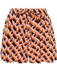 Diane von Furstenberg Jaxon Printed Silk Crepe De Chine Shorts - Orange