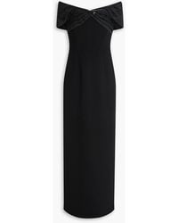 Rebecca Vallance - Athena Off-The-Shoulder Cloqué-Paneled Crepe Gown - Lyst