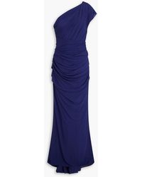Talbot Runhof - One-shoulder Draped Stretch-mesh Maxi Dress - Lyst
