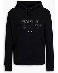 Maison Kitsuné - Embroidered Printed Cotton And Wool-blend Fleece Hoodie - Lyst