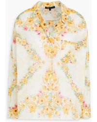 Maje - Embellished Floral-print Cotton-mousseline Shirt - Lyst