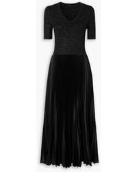 JOSEPH - Domat Metallic Merino Wool-Blend And Pleated Satin Dress - Lyst