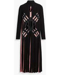 Valentino Garavani - Pleated Embroidered Silk-crepe Midi Dress - Lyst