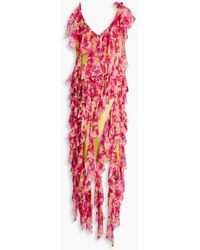 Dries Van Noten - Daylin asymmetrisches maxikleid aus chiffon aus einer seidenmischung mit print - Lyst