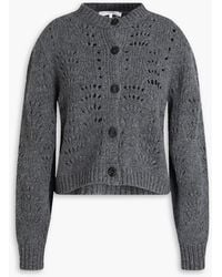 FRAME - Cropped Pointelle-Knit Merino Wool Cardigan - Lyst
