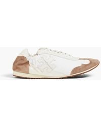 Tory Burch - Tory Appliquéd Suede And Leather Sneakers - Lyst