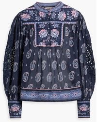 FARM Rio - Bluse aus guipure-spitze und baumwoll-voile mit floralem paisley-print - Lyst