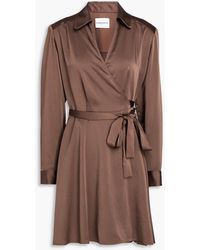 Claudie Pierlot - Silk-Twill Mini Wrap Dress - Lyst