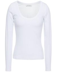 NINETY PERCENT Ribbed Organic Stretch-cotton Jersey Top - White