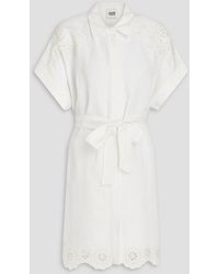Claudie Pierlot - Broderie Anglaise-trimmed Woven Mini Shirt Dress - Lyst