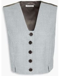 By Malene Birger - Bettas Cropped Satin-paneled Tweed Vest - Lyst