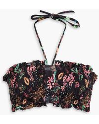 Charo Ruiz - Fira bedrucktes neckholder-bikini-oberteil mit rüschen - Lyst